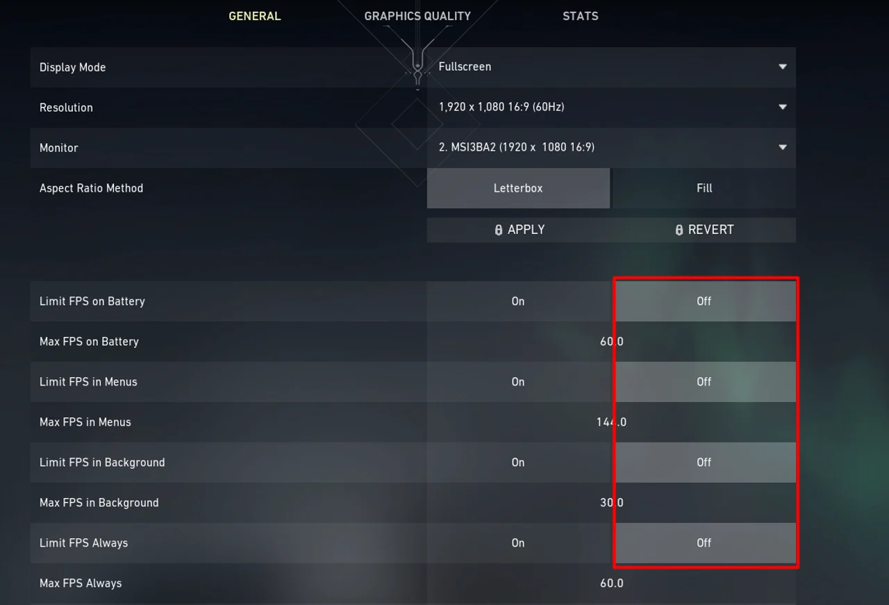 FPS Limits Valorant