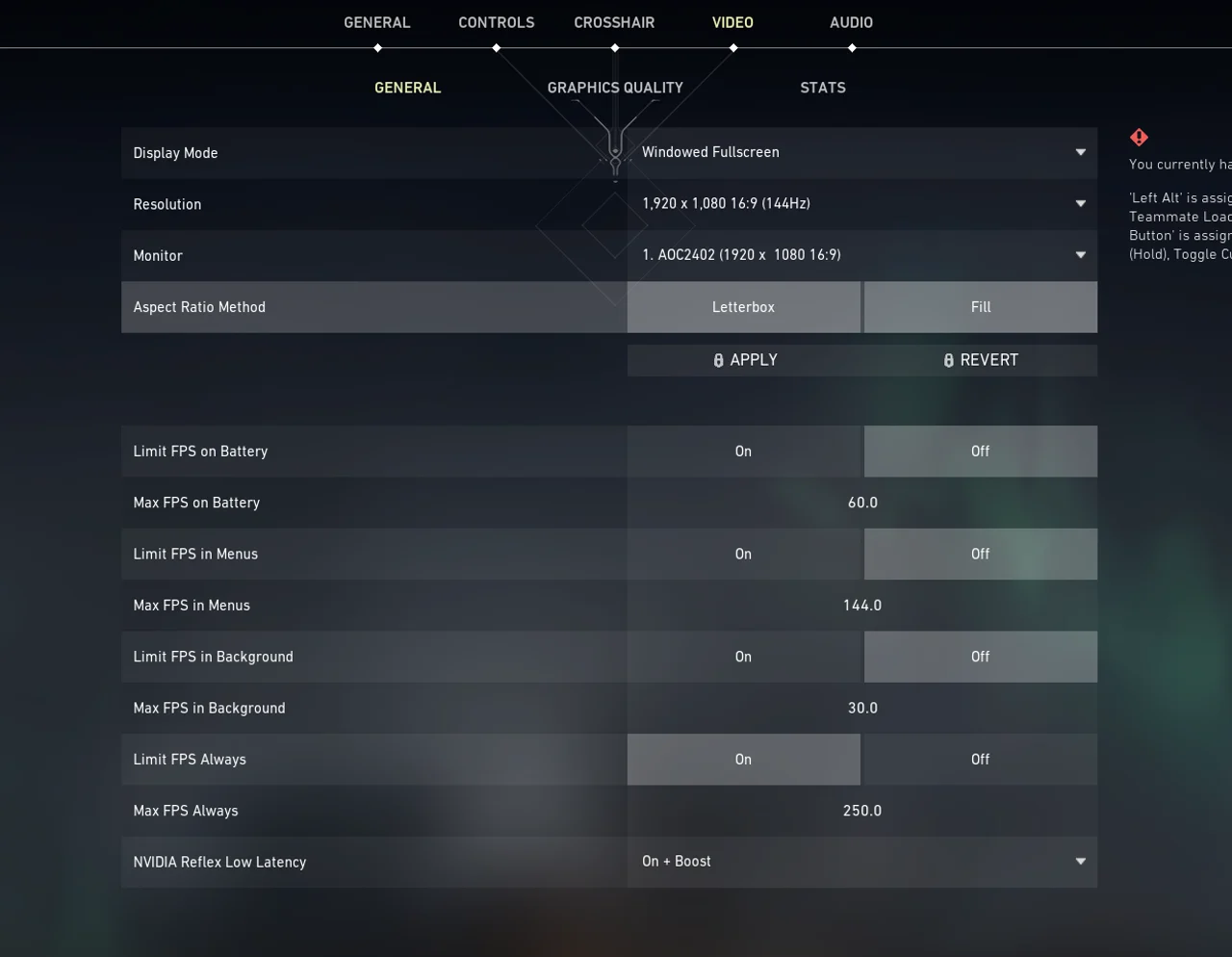 Video Settings in Valorant