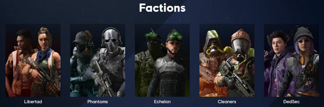 Different factions XDefiant.