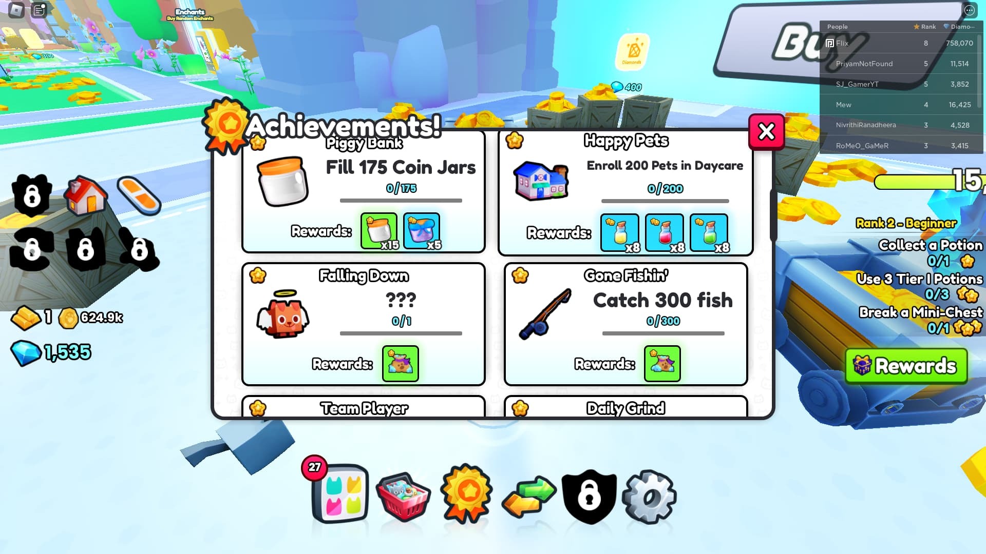 Falling Down Achievement Pet Simulator 99