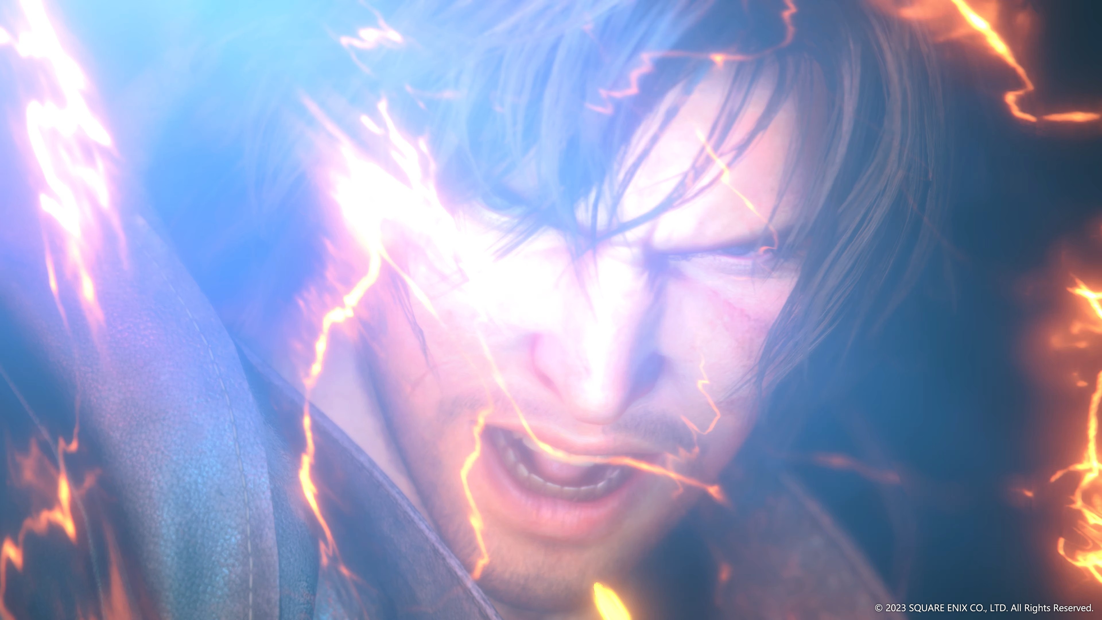 Clive looking angry with sparks around him in Final Fantasy 16