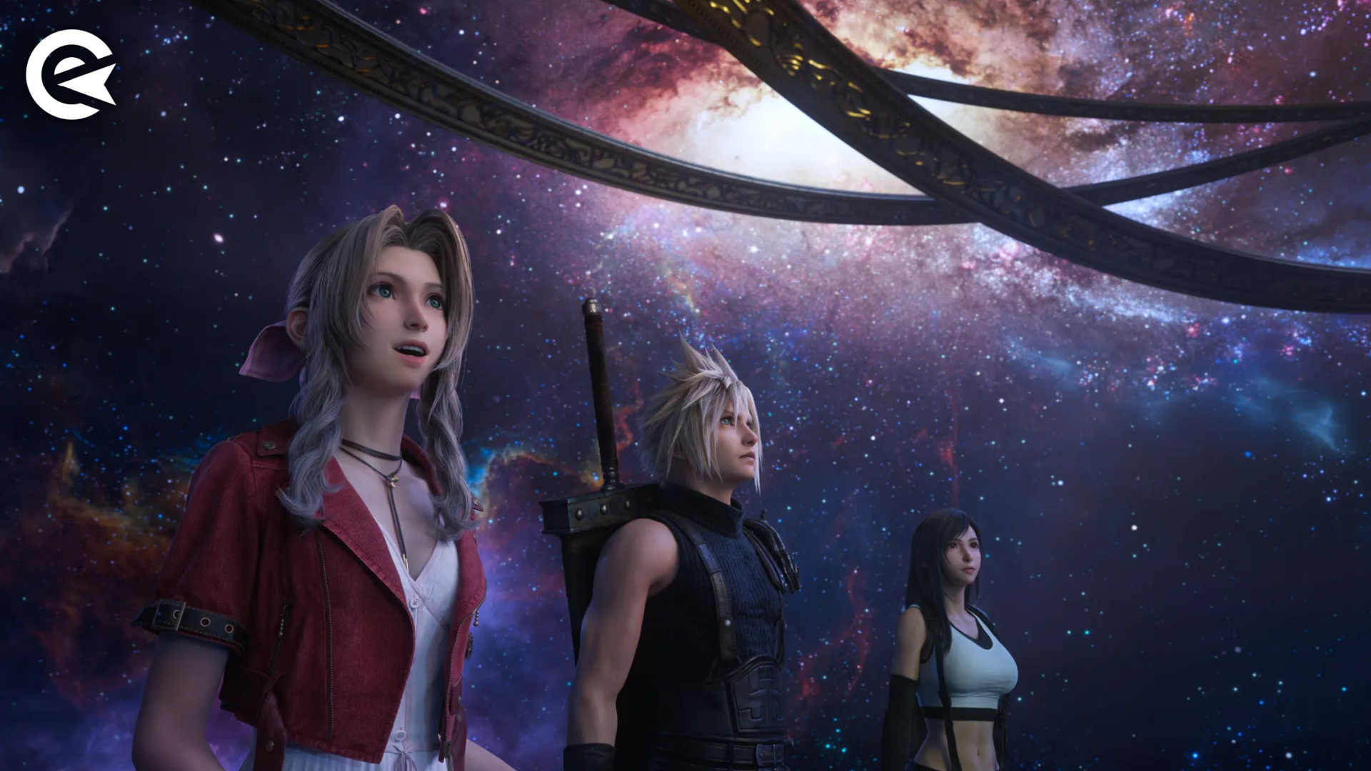 Final Fantasy 7 Rebirth: Cloud, Aerith and Tifa in Cosmo Canyon.