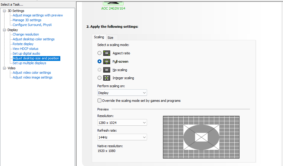 Nvidia Control Panel Options