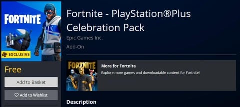 Fortnite PS Plus Skin