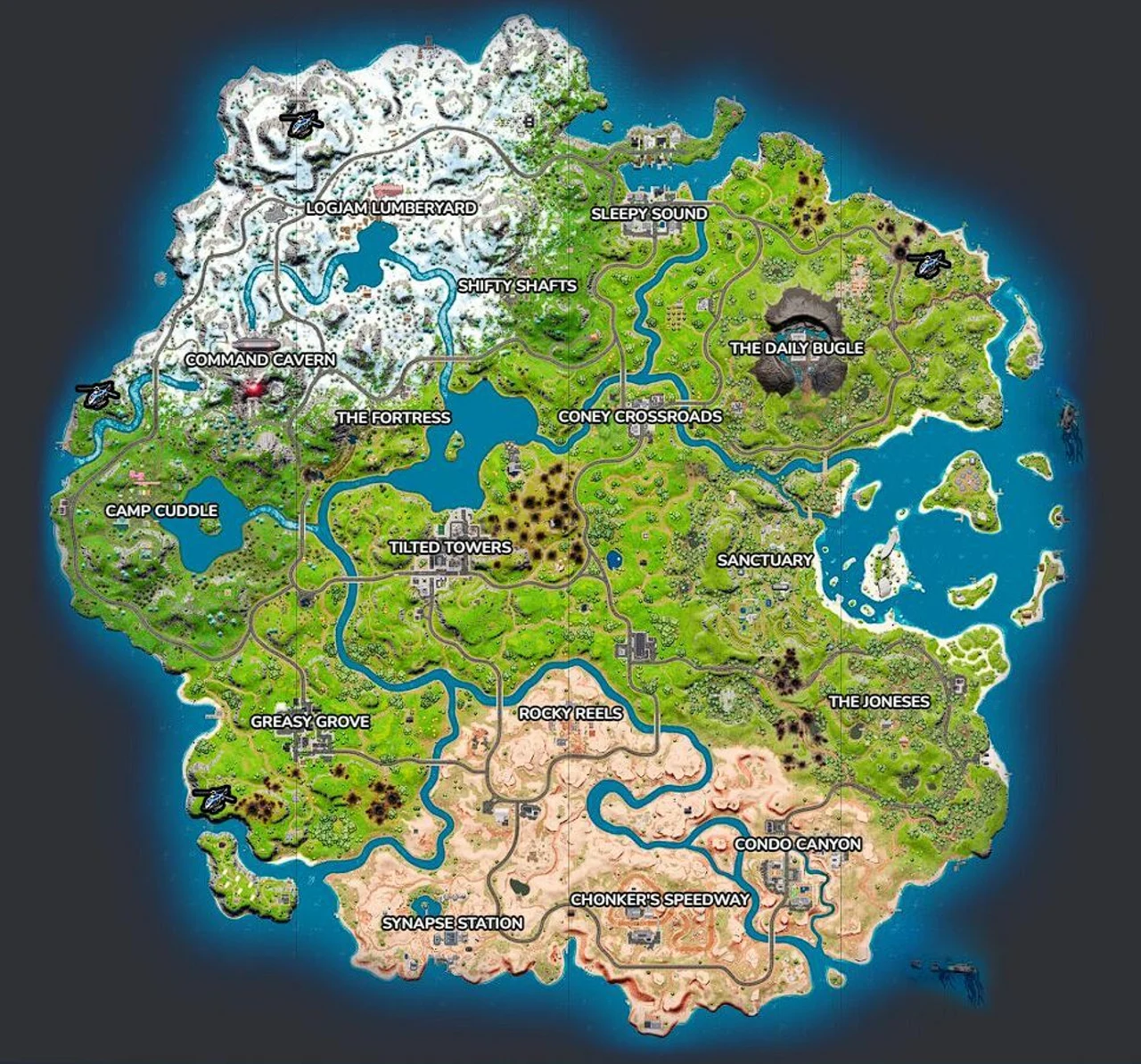 Alle Choppa Locations Fortnite Chapter 3