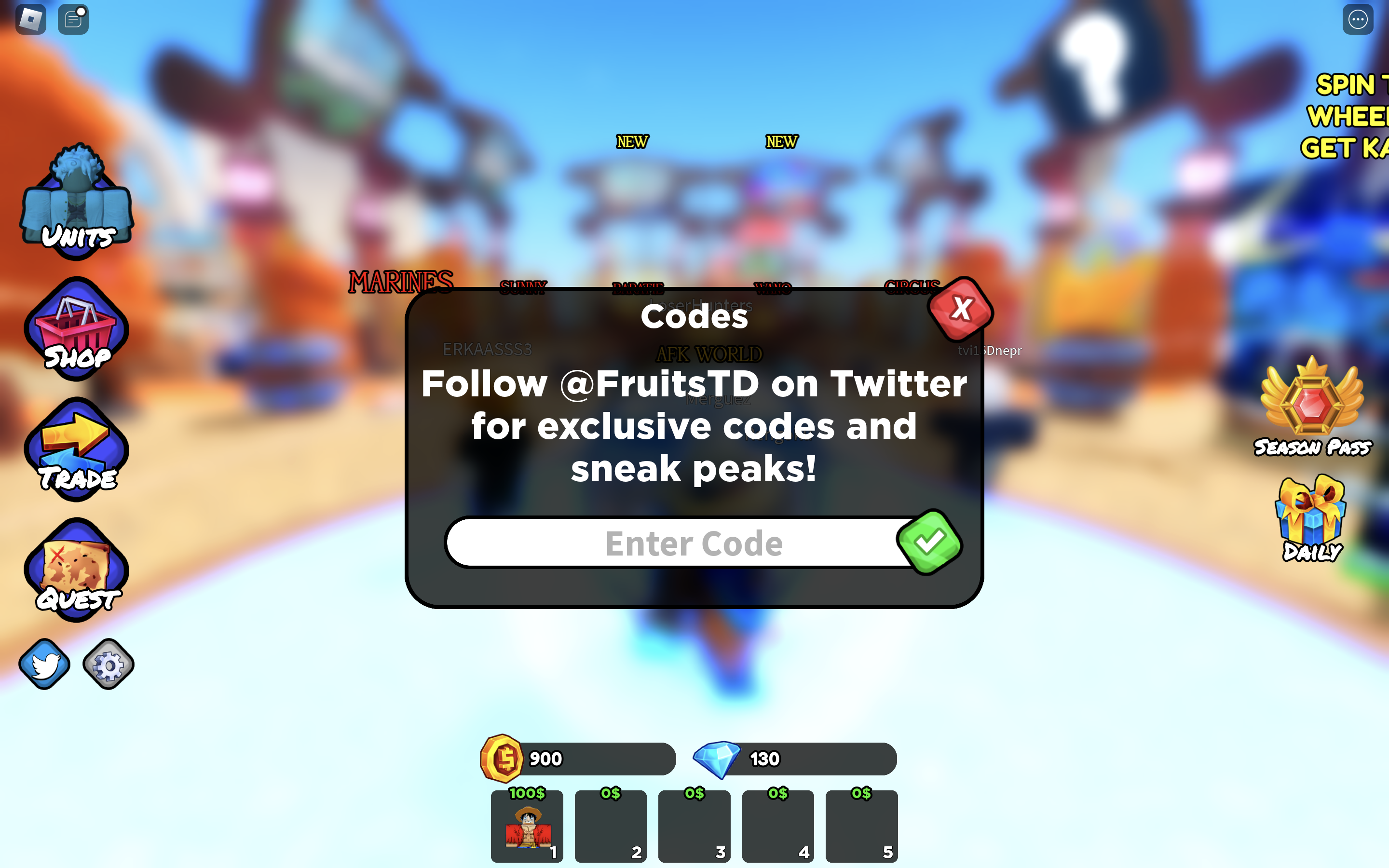 Fruit Tower Defense how to redeem codes