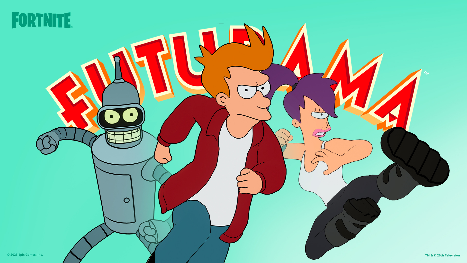 Fortnite Futurama Crossover Event Collaborations Fry Bender Leela Skins Outfits Weapons Cosmetics Epic Games