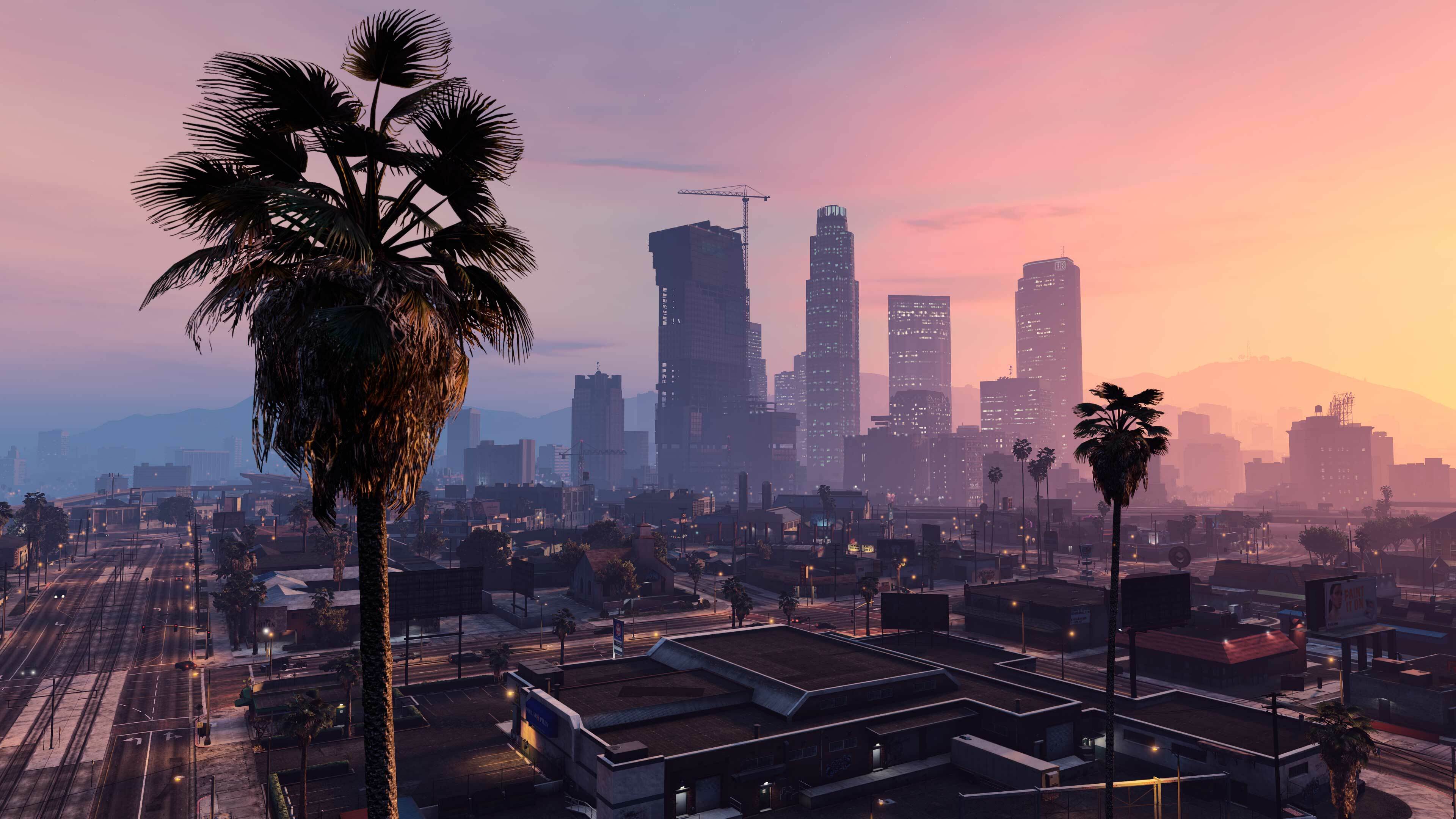 Los Santos at dusk in GTA 5