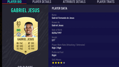 Gabriel Jesus card fifa