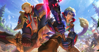 Garen and Wukong battle academia splash art