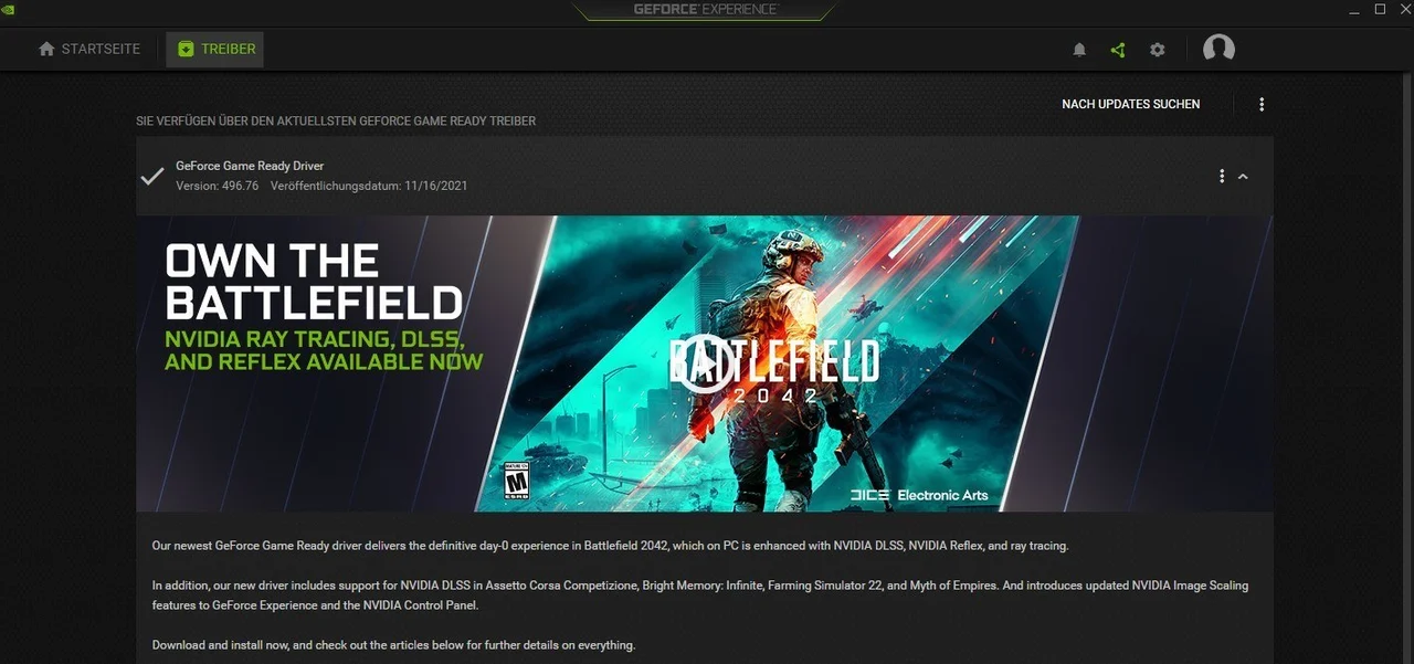 GeForce Experience Treiber