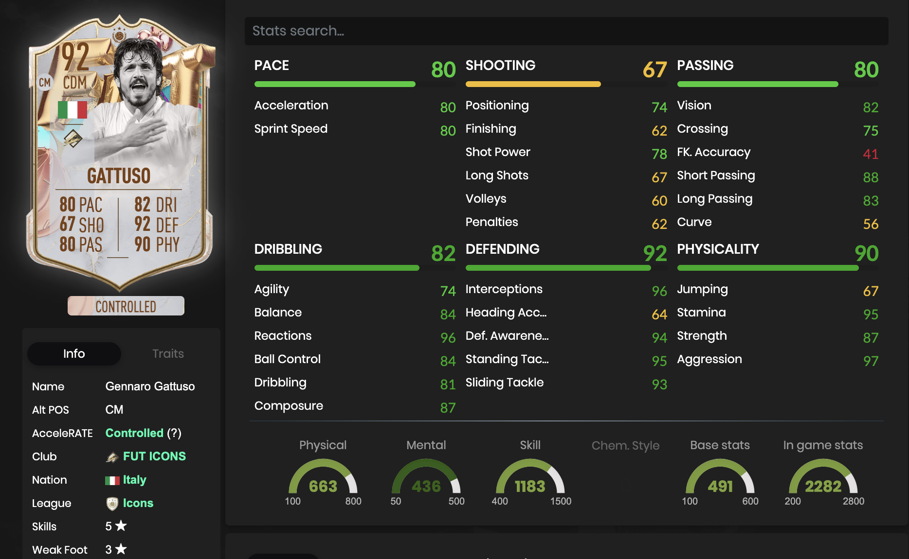 FIFA 23 Gennaro Gattuso FUT Birthday Icon stats