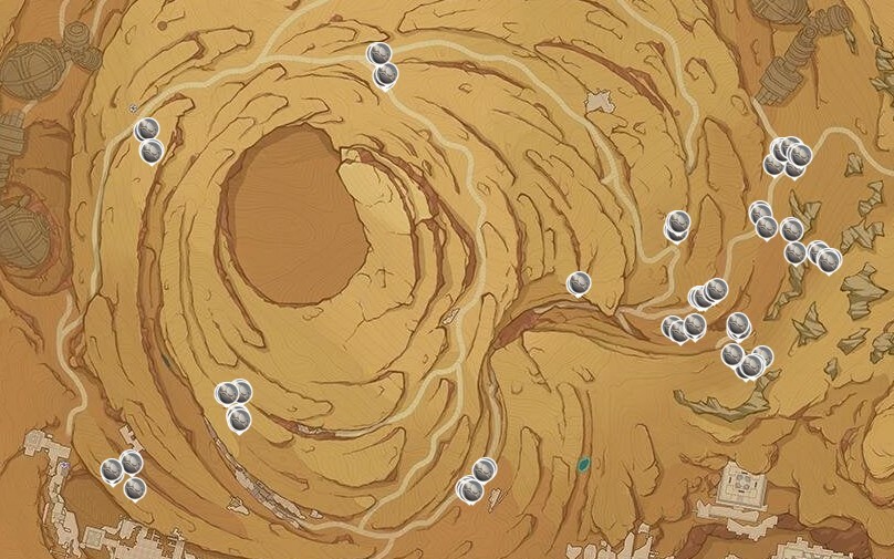 Sand Grease Pupa locations map Genshin Impact