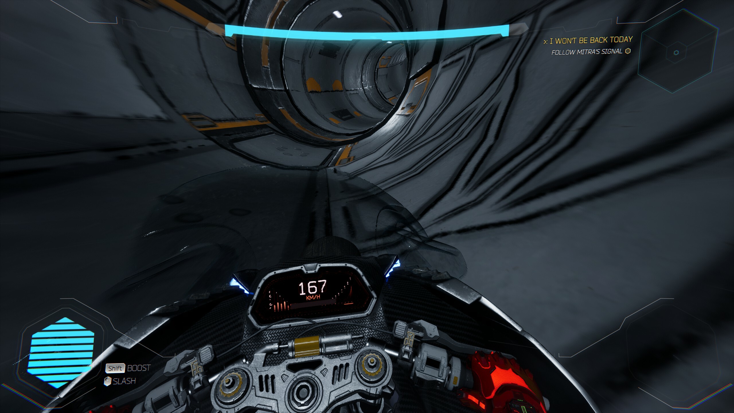 Ghostrunner 2: Motorcycling in the tunnel can cause motion sickness!