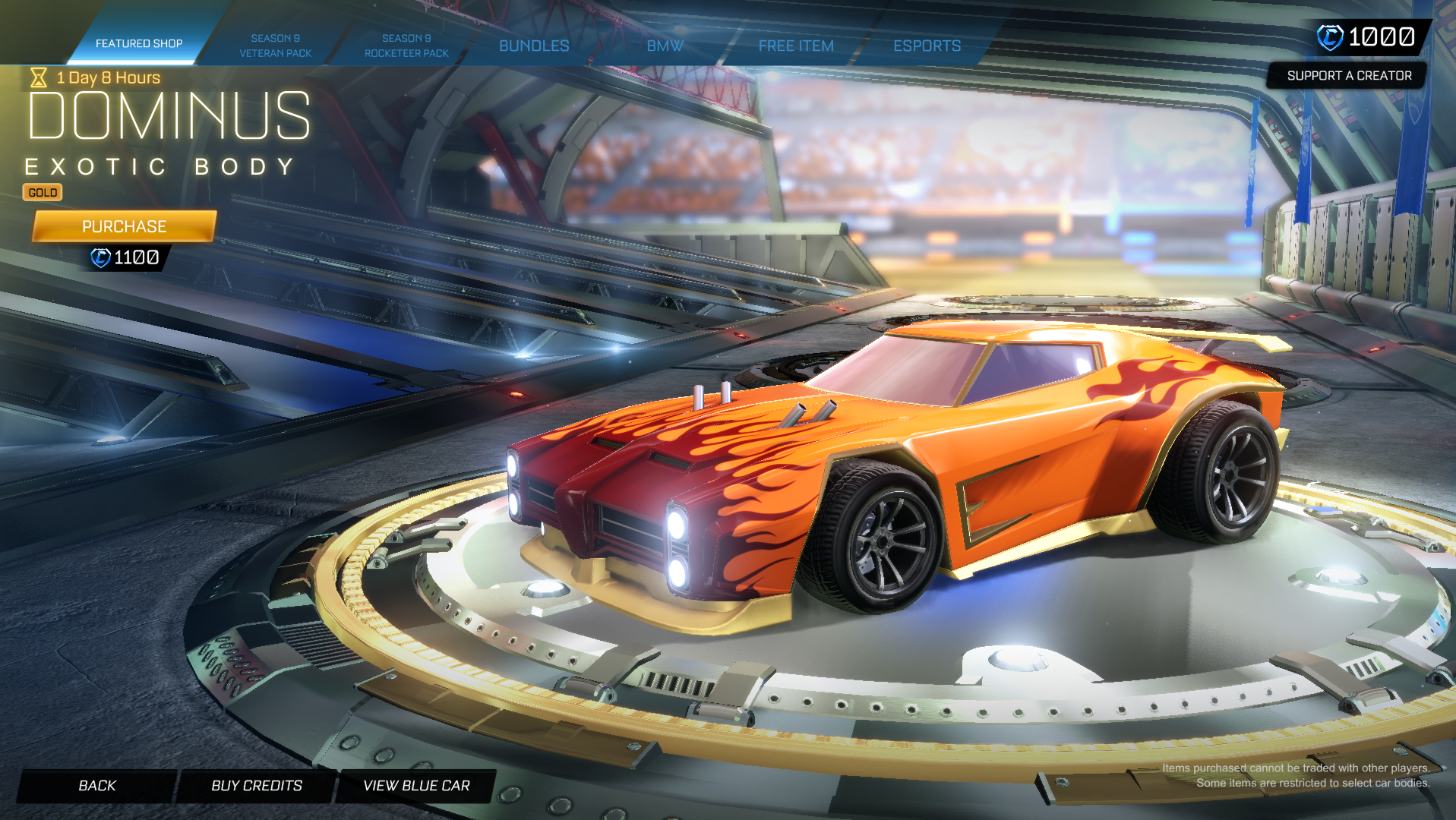 Rocket League golden Dominus screenshot