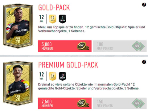 Gold und Premium Gold Packs