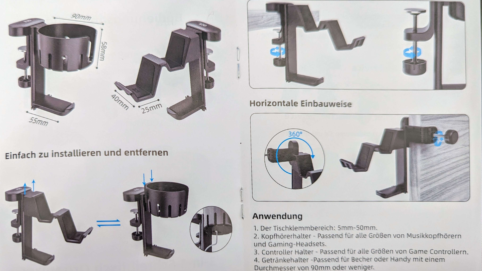 Assembly instructions for the multifunctional headset holder from KDD.