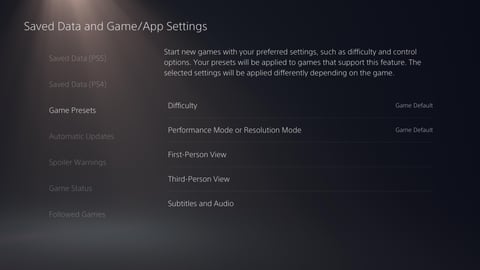 Hidden PS5 Feature Saved Game Presets