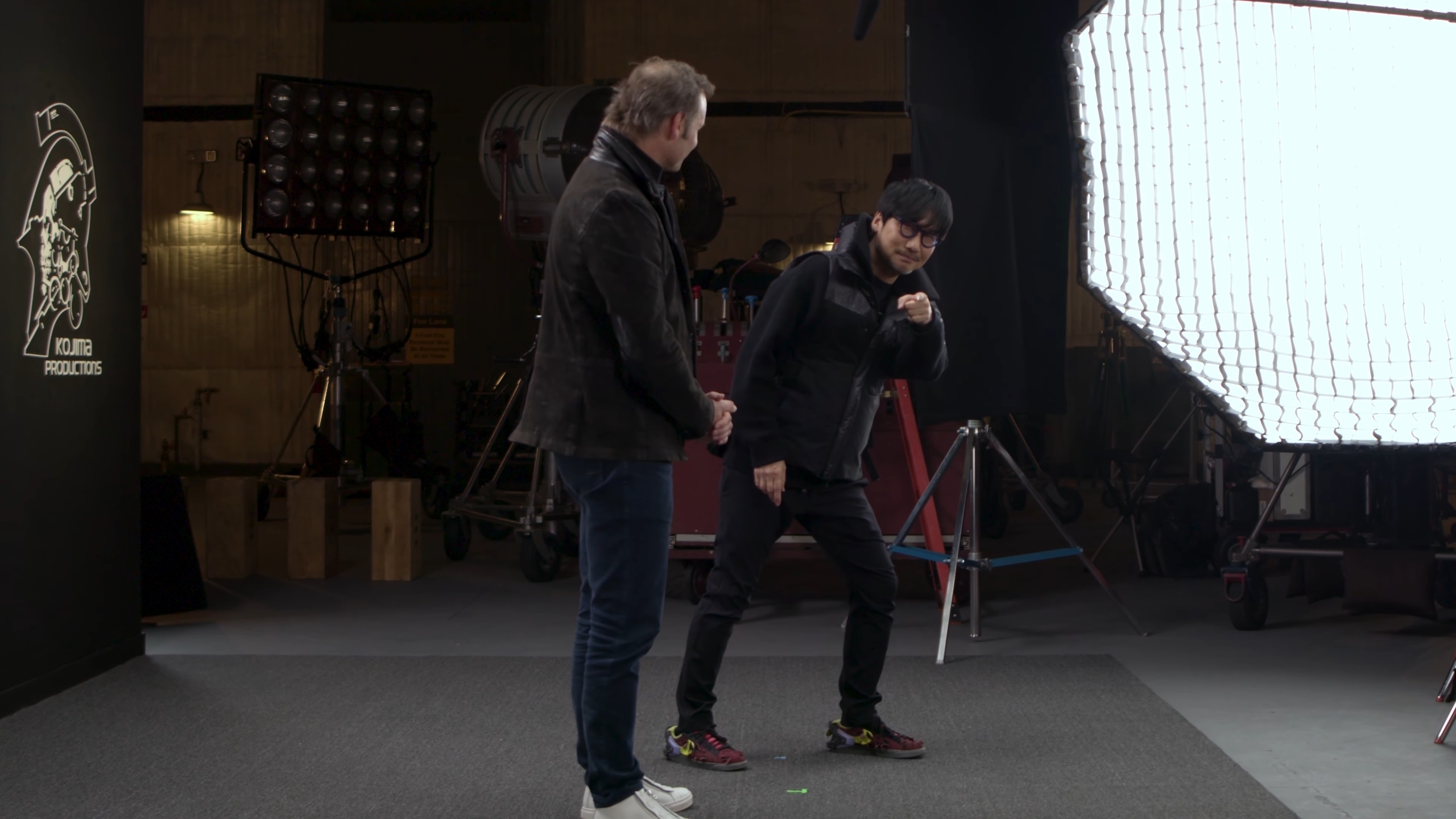 Hideo Kojima pointing towards the camera in Physint announcement video