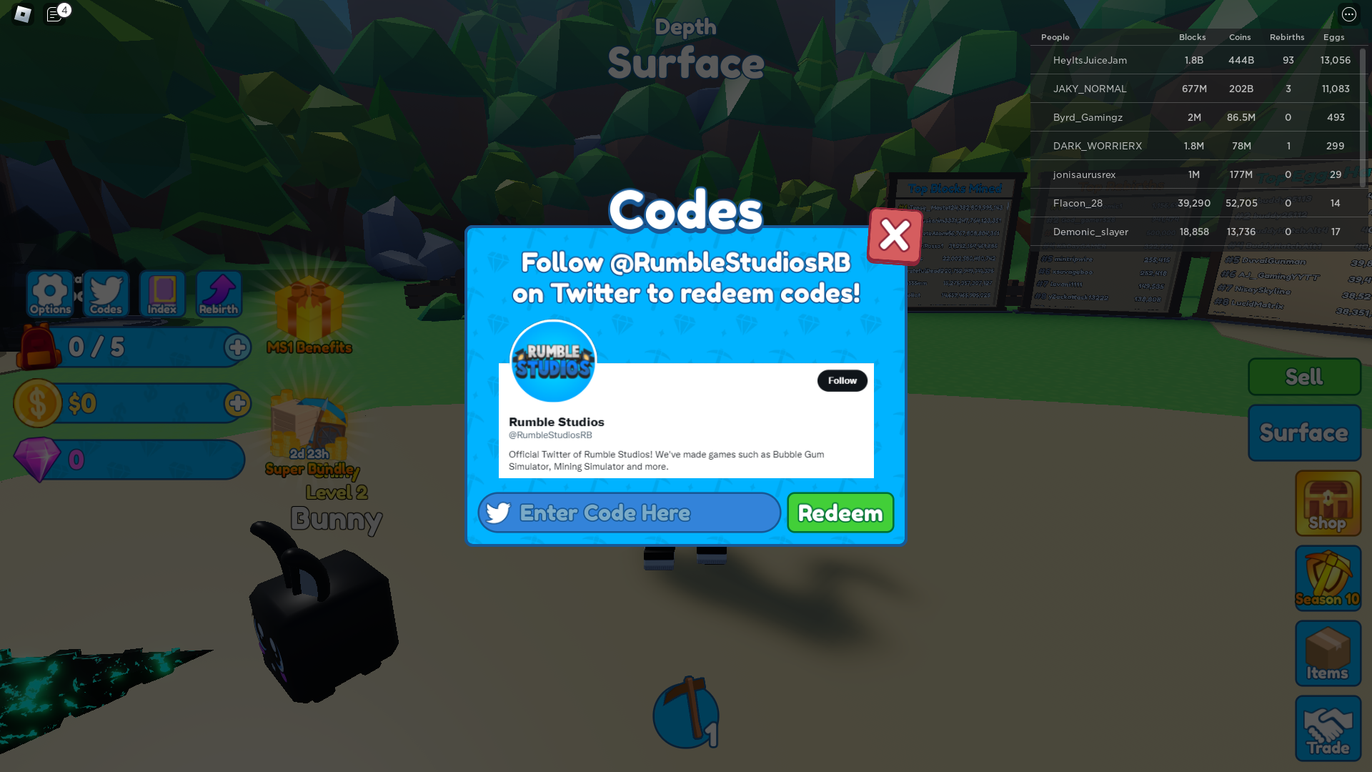 Mining Simulator 2 redeem codes