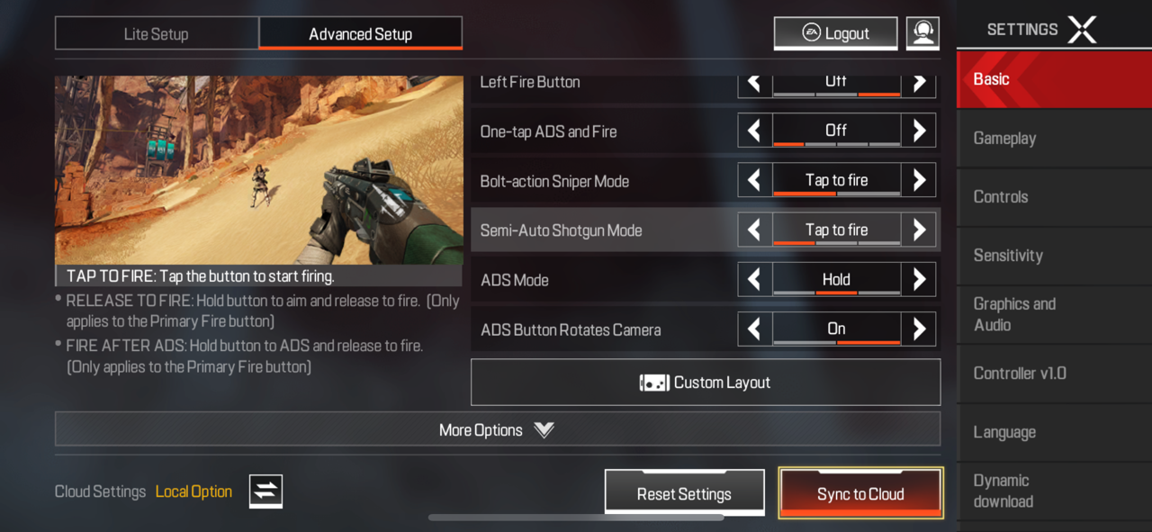 Best Settings Controller Apex Mobile