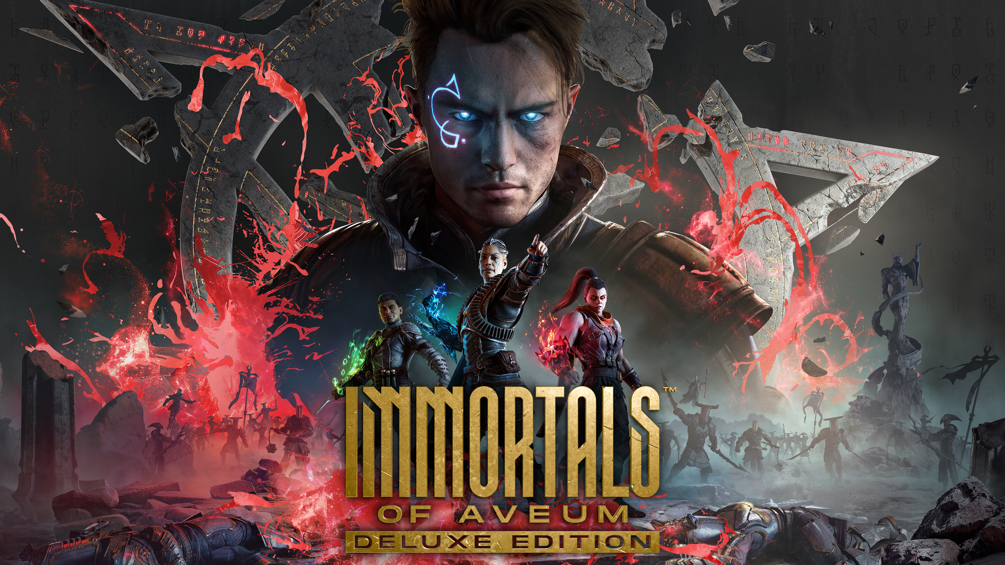 Arte clave de Immortals Of Aveum con Jak y una guerra en segundo plano