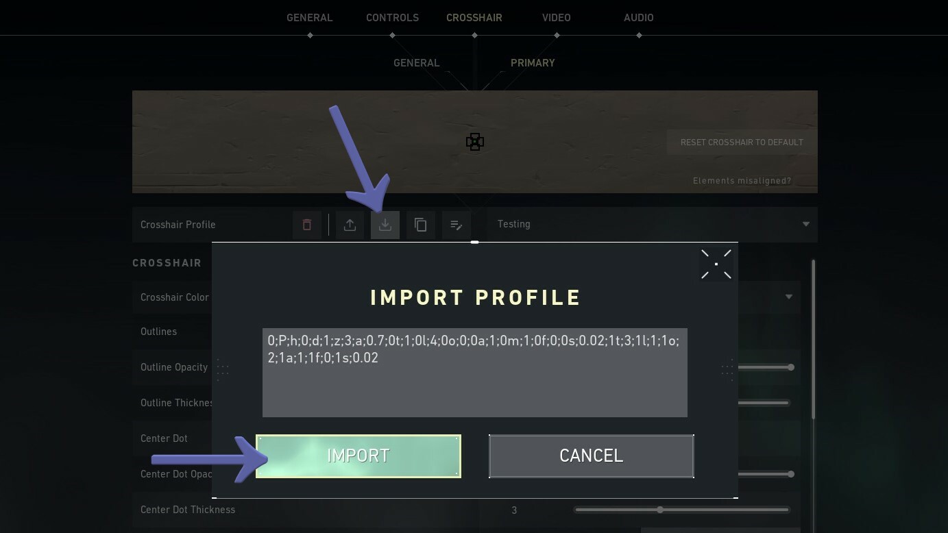 Import Crosshairs Valo Guide