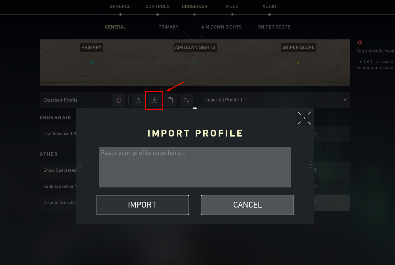 Import Crosshair Aim
