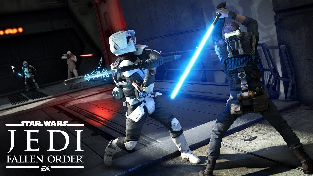 Stormtrooper fighting Cael in Star Wars Jedi Fallen Order