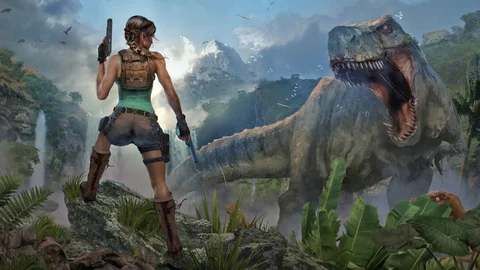 Lara Croft und ein Dino