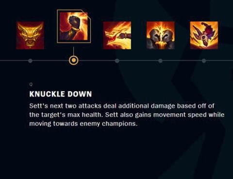 League of Legends New Champion Sett skills Knuckle down