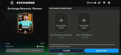 Libertadores Sergio Romero requirements