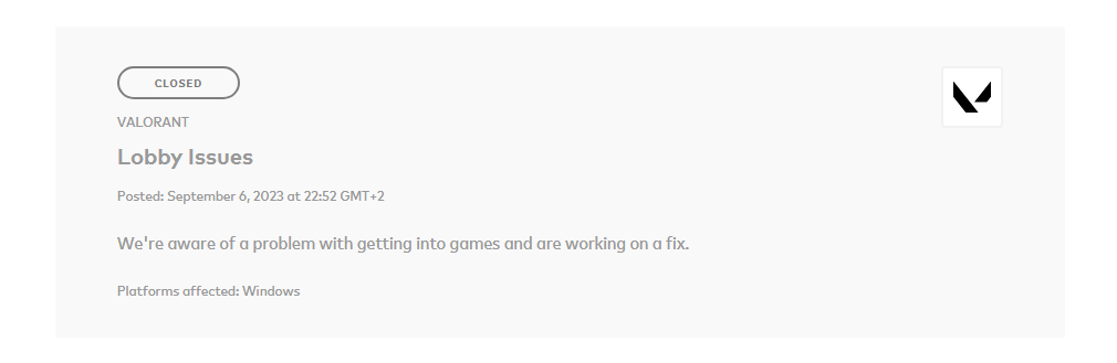 Lobby Issues Valorant