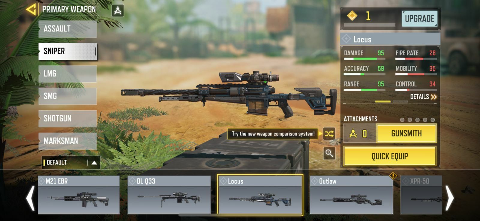 Locus Sniper Stats COD Mobile