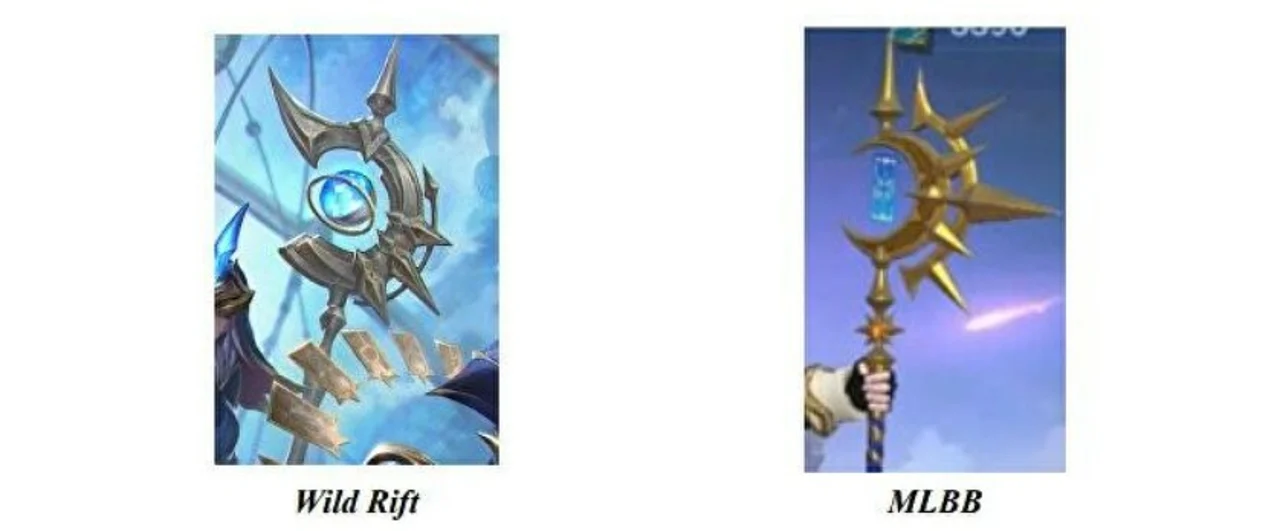 The similarities between weapons in Wild Rift and Mobile Legends. | © Eurogamer