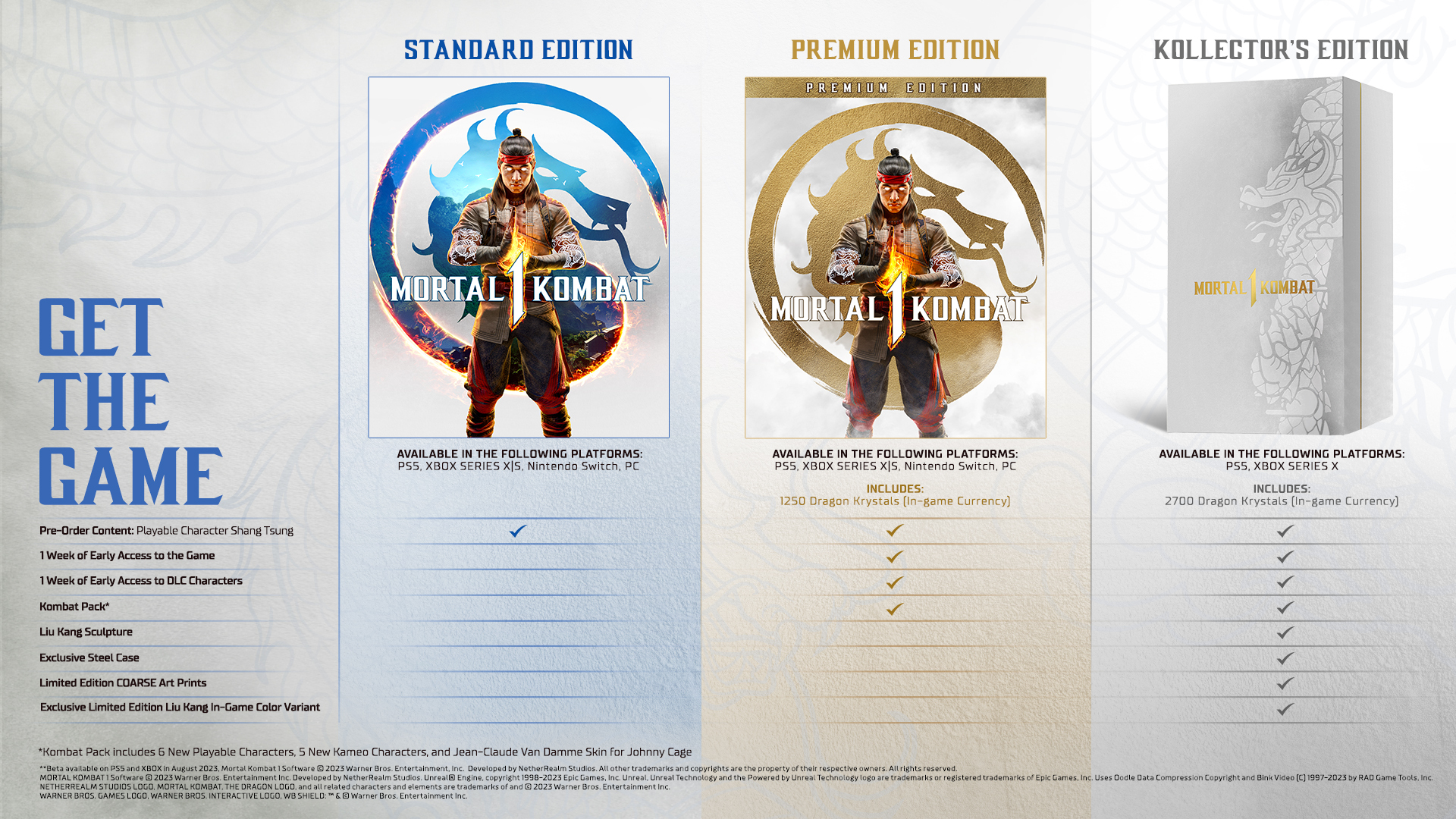 MK1 Pre Order Edtitions