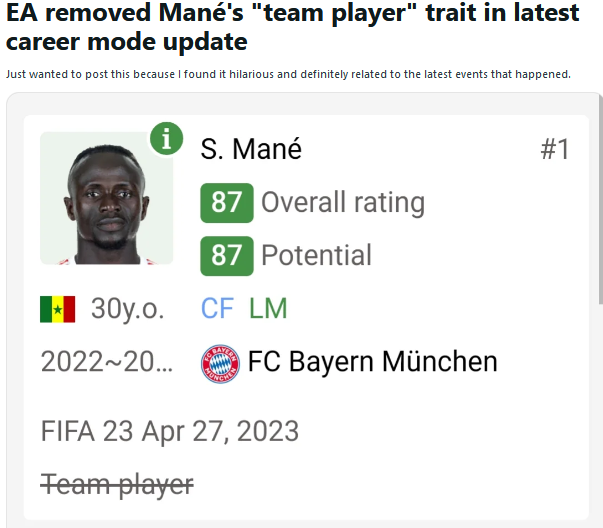 Mane Teamplayer FIFA 23