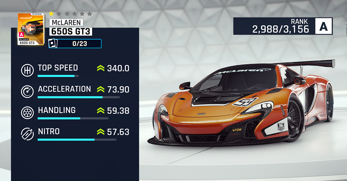 Asphalt 9 Winterfest Season Car Guide McLaren 650S GT3 Gameloft