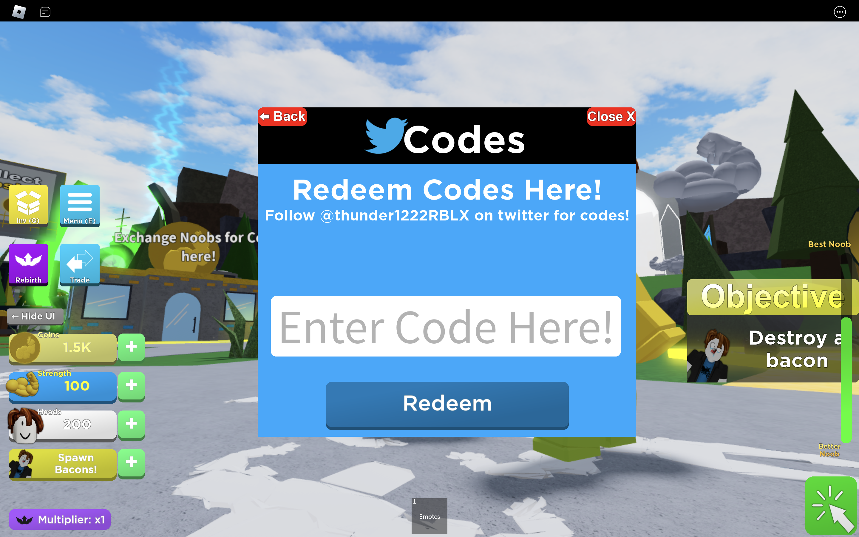 Mega Noob Simulator redeem codes