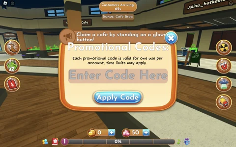 My Coffee Shop how to redeem codes