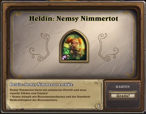 Nemsy Nimmertot Hearthstone Shop