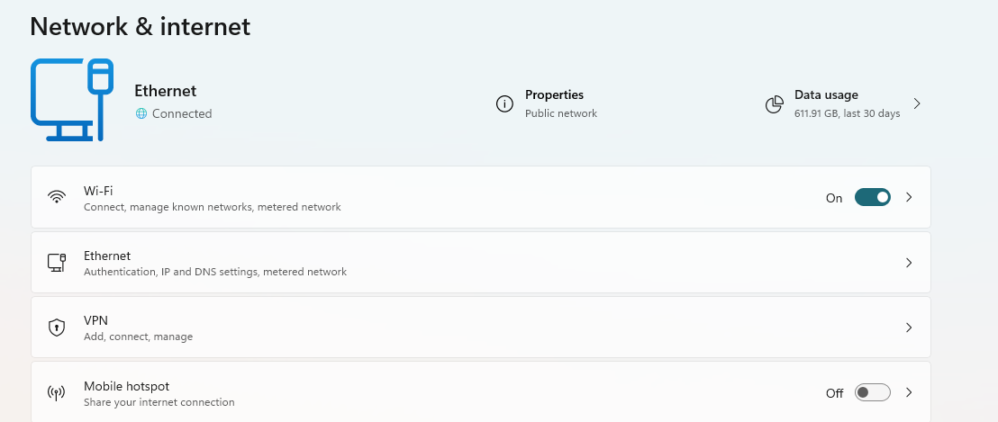 Network & Internet Settings