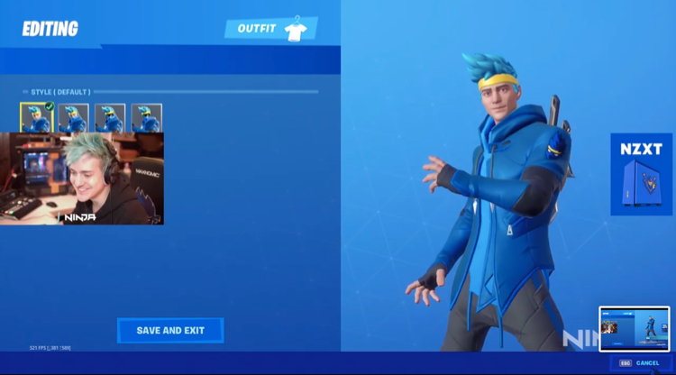 Ninja using the Ninja Fortnite Skin