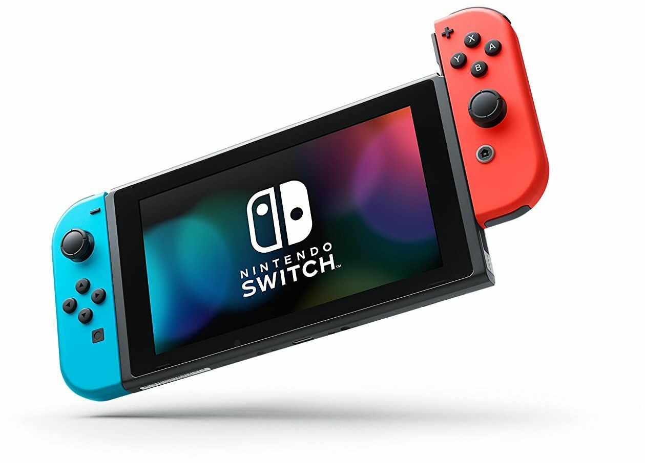 Nintendo Switch with blue and red joycons