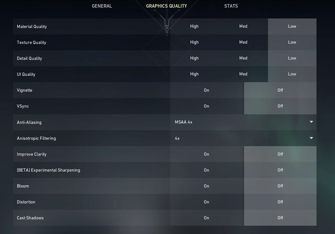 Nivera Graphics Quality Settings