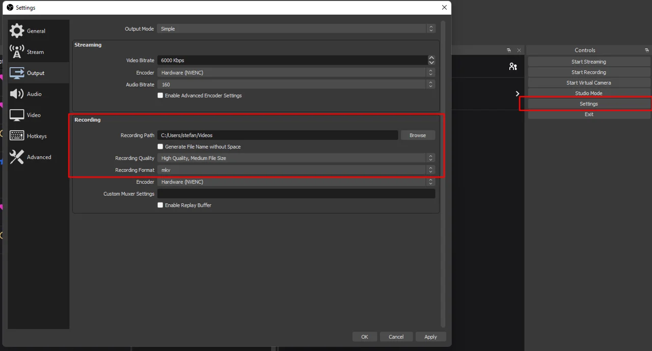OBS Studio Settings