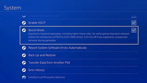 PS4 Pro Boost Mode