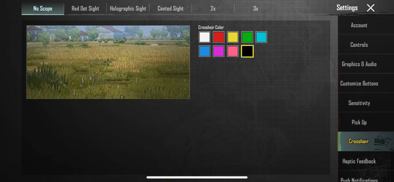 PUBG Mobile Best Crosshair Color Black