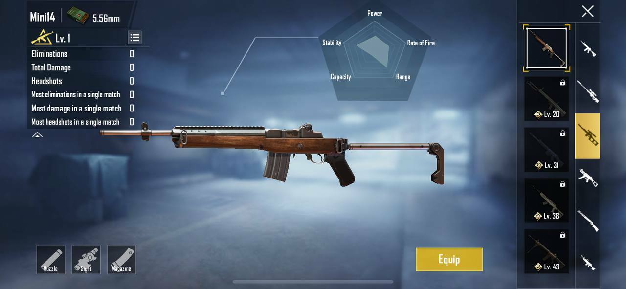 PUBG Mobile Mini 14 Weapon Stats