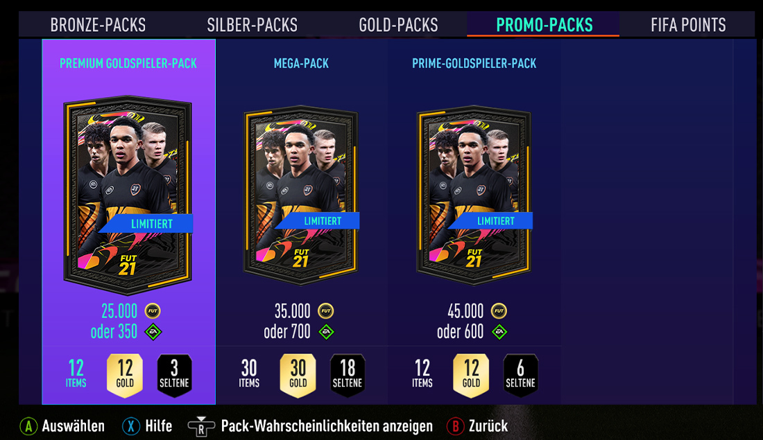 Pack Vorschau FIFA 22 Ultimate Team Münzen Coins Spieler FUT 21